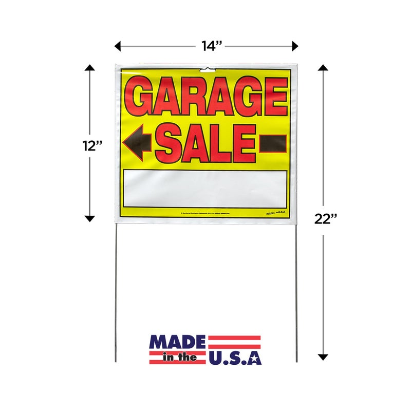 Sunburst Systems 3905 Garage Sale Sign, Assembled with metal U-Stake, Double Sided, 14" x 22" (Including Stakes), 10 Pack - Image 3